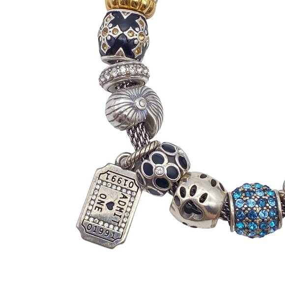 Brighton charm bracelet Popcorn guitar ticket charms rhinestone bling 8" 14 char - Picture 6 of 11